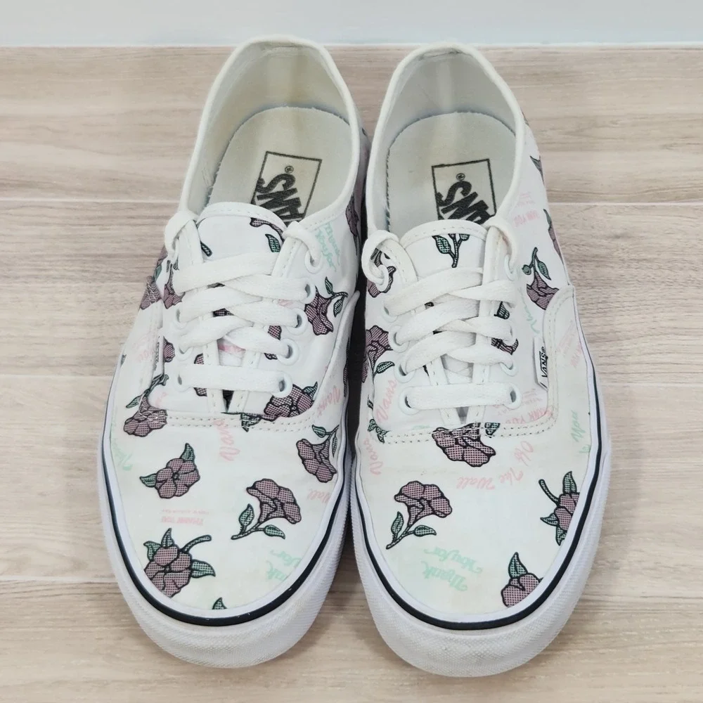 Vans Authentic Thank You‎ White & Floral Men 7.5 Women 9 - Picture 2 of 16